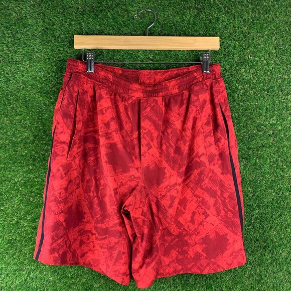 Lululemon Pace Breaker 9 Inch Shorts Mens L Red lined camo jungle - Picture 1 of 9